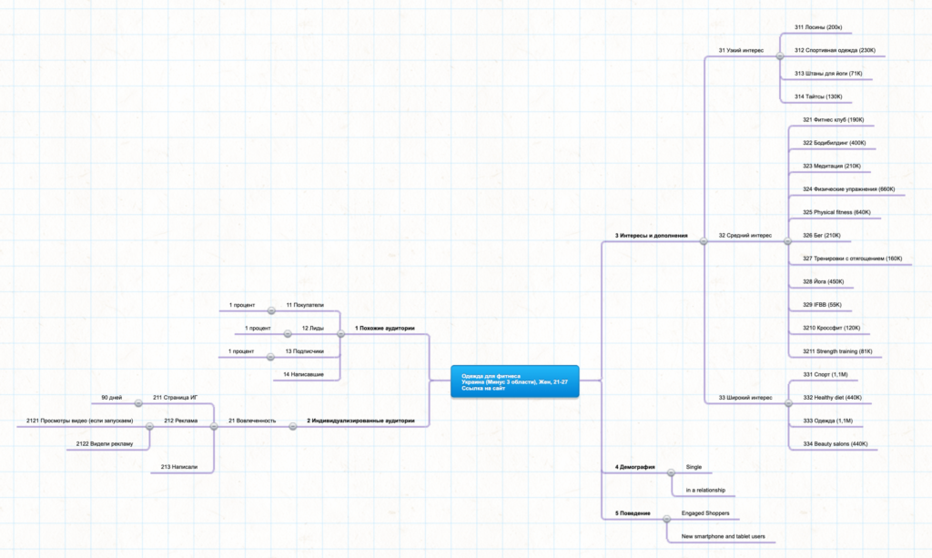 Скриншот майндкарты с аудиториями